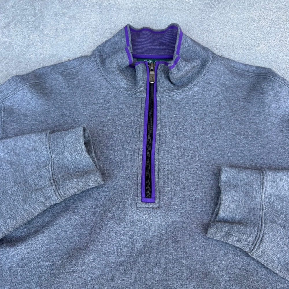 Bobby Jones Mens Gray 100% Peruvian Pima Cotton Quarter Zip Pullover Sweater XL